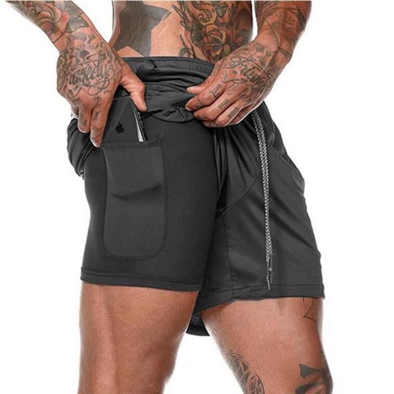Men 2 In 1 Double-deck Quick Dry GYM  Shorts