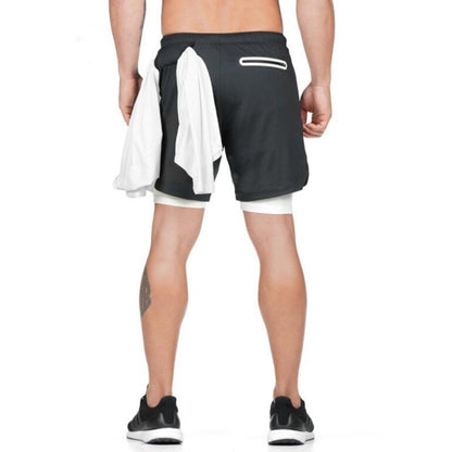 Men 2 In 1 Double-deck Quick Dry GYM  Shorts